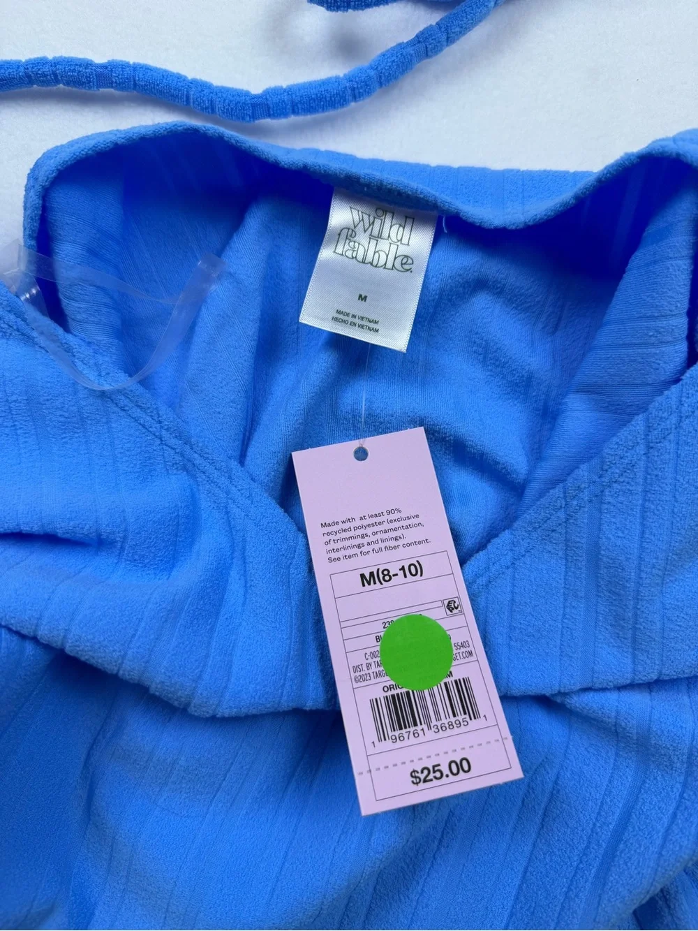 NWT Wild Fable Blue Ribbed Halter Mini Swim Cover up Dress - Size Medium (8-10)